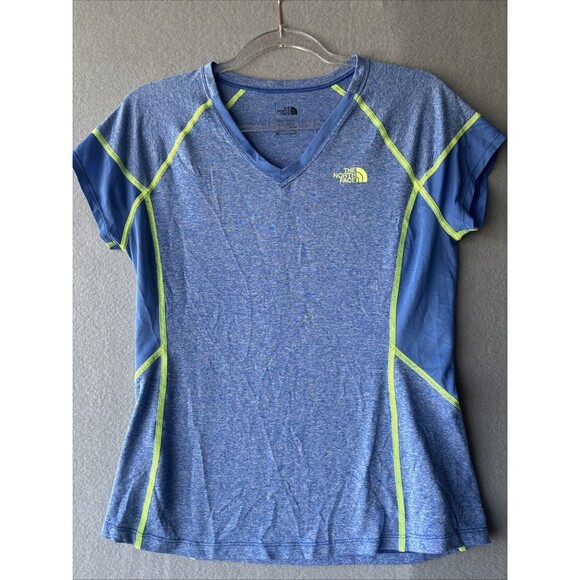 The North Face Womens Medium Blue Flash Dry Short Sleeve T-Shirt Running Active - Picture 1 of 8